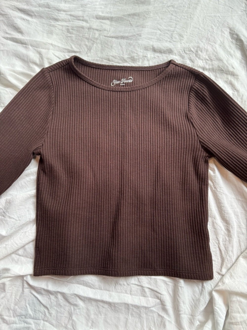 PacSun Women’s Long Sleeve Waffle Knit Top - Brown